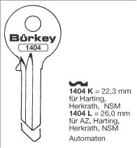 Afbeelding van Borkey 1404K Cilindersleutel voor NSM AUTOMATEN