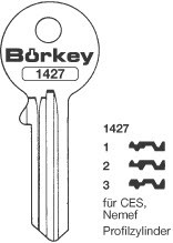 Afbeelding van Borkey 1427 2 Cilindersleutel voor NEMEF, CES