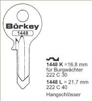 Afbeelding van Borkey 1448K Cilindersleutel voor BURG VORH.SCH