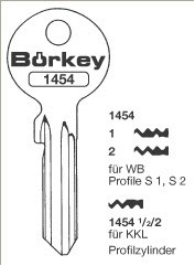 Afbeelding van Borkey 1454 1 Cilindersleutel voor WB, PROF. S1