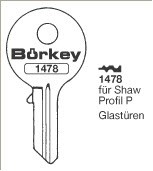 Afbeelding van Borkey 1478 Cilindersleutel voor SHAW, PROF. P