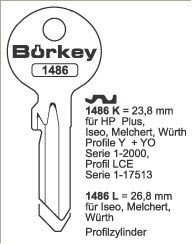 Afbeelding van Borkey 1486K Cilindersleutel voor HP+