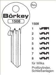 Afbeelding van Borkey 1508 1 Cilindersleutel voor WILKA
