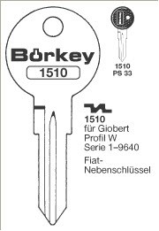 Afbeelding van Borkey 1510 Cilindersleutel voor GIOBERT, W
