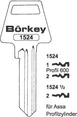 Afbeelding van Borkey 1524 1 Cilindersleutel voor ASSA, SER.600