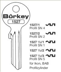 Afbeelding van Borkey 1527 1 Cilindersleutel voor Z.I. SN 4