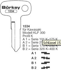 Afbeelding van Borkey 1534 A2 Cilindersleutel voor KAWASAKI
