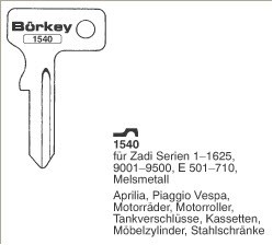 Afbeelding van Borkey 1540 Cilindersleutel voor ZADI