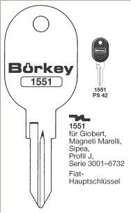 Afbeelding van Borkey 1551 Cilindersleutel voor GIOBERT,SIPEA