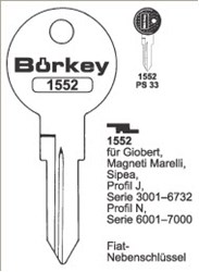 Afbeelding van Borkey 1552 Cilindersleutel voor GIOBERT,SIPEA