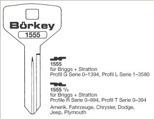 Afbeelding van Borkey 1555½ Cilindersleutel voor BRIGGS+STRAT.