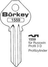Afbeelding van Borkey 1559 Cilindersleutel voor RUSSWIN 3 D