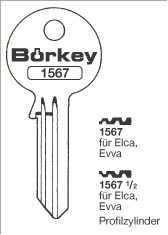 Afbeelding van Borkey 1567½ Cilindersleutel voor ELCA, EVVA