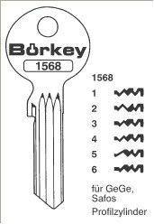 Afbeelding van Borkey 1568 4 Cilindersleutel voor SAFOS
