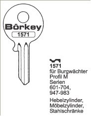 Afbeelding van Borkey 1571 Cilindersleutel voor BURG MÖBELZ.