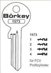 Afbeelding van Borkey 1573 1 Cilindersleutel voor FCV