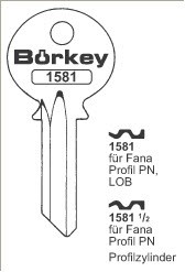 Afbeelding van Borkey 1581½ Cilindersleutel voor FANA, PN