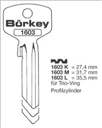 Afbeelding van Borkey 1603L Cilindersleutel voor TRIO VING
