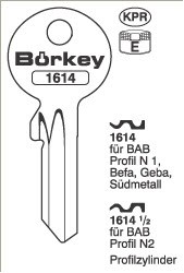Afbeelding van Borkey 1614½ Cilindersleutel voor BAB PROFIL N2