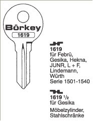 Afbeelding van Borkey 1619 Cilindersleutel voor HEKNA MÖBELZ.