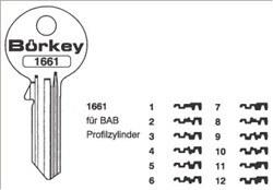 Afbeelding van Borkey 1661 1 Cilindersleutel voor BAB PROF.