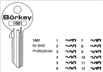 Afbeelding van Borkey 1661 3 Cilindersleutel voor BAB PROF.