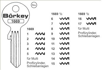 Afbeelding van Borkey 1669 4 Cilindersleutel voor MULTI PR.