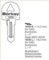 Afbeelding van Borkey 1678K Cilindersleutel voor DAD, L+F