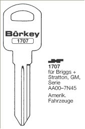 Afbeelding van Borkey 1707 Cilindersleutel voor GM, B+S