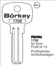 Afbeelding van Borkey 1708 Cilindersleutel voor DOM IX 10, NS