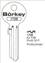 Afbeelding van Borkey 1728 Cilindersleutel voor FAB, PROF.30P