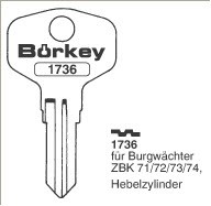 Afbeelding van Borkey 1736 Cilindersleutel voor BURG HEBELZ.