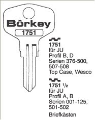 Afbeelding van Borkey 1751 Cilindersleutel voor JU, PROFIL D