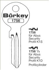 Afbeelding van Borkey 1756½ Cilindersleutel voor ABUS PR. K1D