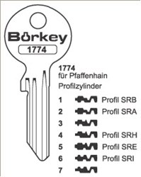 Afbeelding van Borkey 1774 1 Cilindersleutel voor PFAFFENHAIN