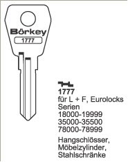 Afbeelding van Borkey 1777 Cilindersleutel voor L+F,EURO-LOCKS