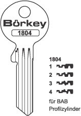 Afbeelding van Borkey 1804 2 Cilindersleutel voor BAB