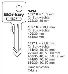 Afbeelding van Borkey 1827M Cilindersleutel voor BURGWÄCHTER