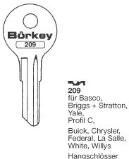 Afbeelding van Borkey 209 Cilindersleutel voor YALE C BASCO