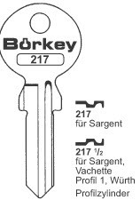 Afbeelding van Borkey 217 Cilindersleutel voor SARGENT