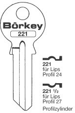 Afbeelding van Borkey 221 Cilindersleutel voor LIPS 24