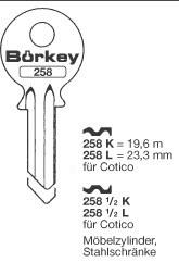 Afbeelding van Borkey 258½L Cilindersleutel voor COTICO 23,3