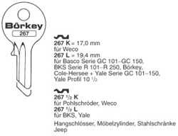 Afbeelding van Borkey 267½K Cilindersleutel voor WECO 17 MM