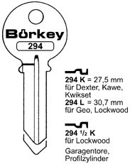 Afbeelding van Borkey 294½K Cilindersleutel voor LOCKW. 27,5