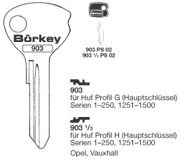 Afbeelding van Borkey 903 Cilindersleutel voor  HUF G HS, OPEL