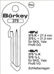 Afbeelding van Borkey Cilindersleutel 375L GG