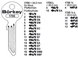 Afbeelding van Borkey 1755½ 11 Cilindersleutel voor PFAFFENHAIN