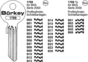 Afbeelding van Borkey 1769½ B69 Cilindersleutel voor BKS