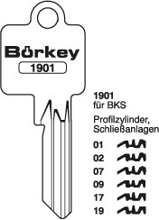 Afbeelding van Borkey 1901 1 Cilindersleutel voor BKS