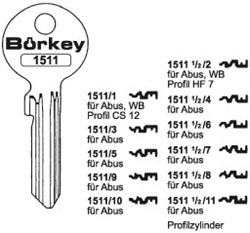 Afbeelding van Borkey 1511½  11 Cilindersleutel voor ABUS